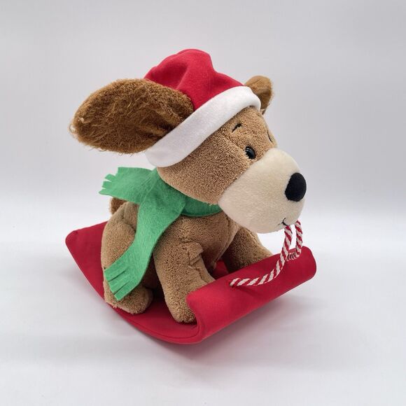 Hallmark Christmas Animated Plush Dog on Sled Barks Jingle Bells Sound & Motion - Picture 1 of 6